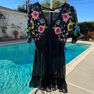 ASOS sheer embroidered mini dress